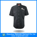 Camisa de manga curta de fábrica de camisa personalizada homem preto para o trabalho